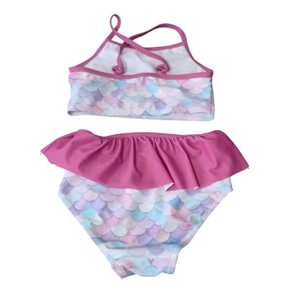Toddler 3T Girls Mermaid Swim Set 4-Piece UPF 50+ Rash Guard Tankini Pink Purple - Picture 9 of 12
